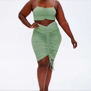 Plus Size Ruched Cami & Skirt Set